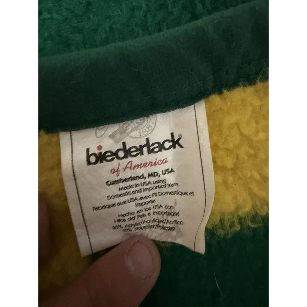 Vintage JOHN DEERE  Blanket Green Yellow  Reversible Biederlack of America